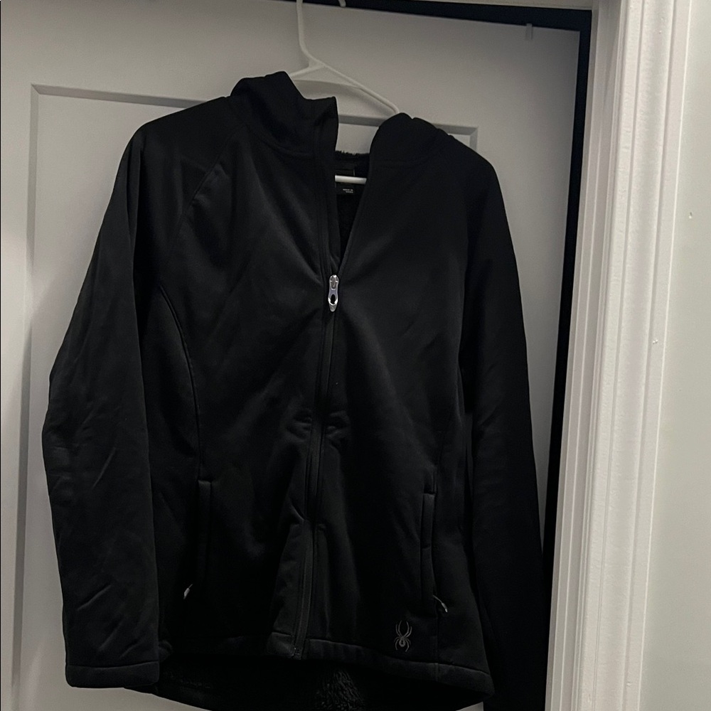 Spyder Women's Black Hooded Performance Jacket with Logo